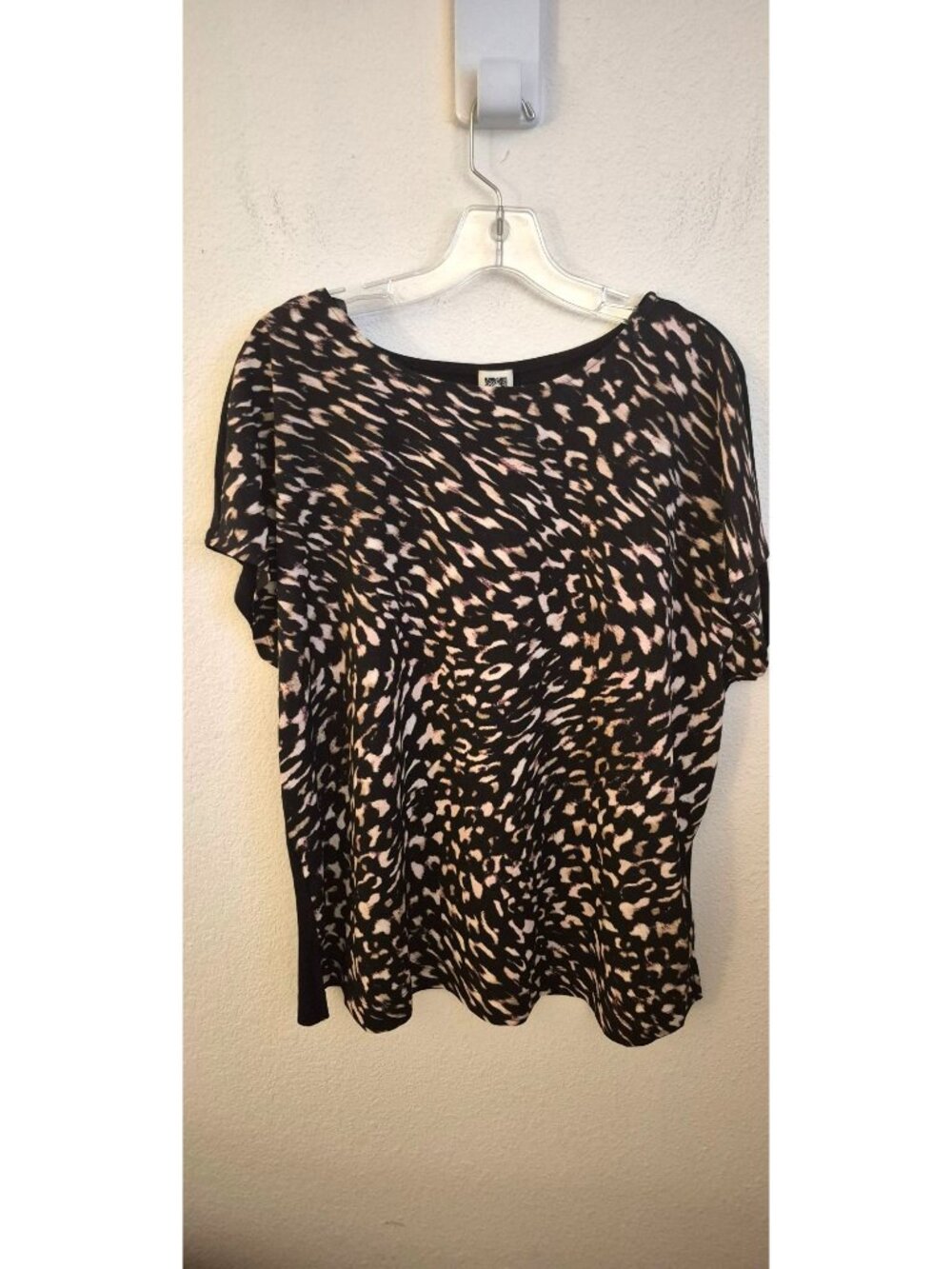 Anne Klein Short Dolman Sleeve Printed Relaxed Fit Top OX NWT MSRP $79